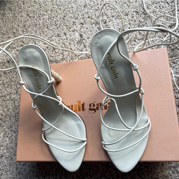 Cult Gaia Soleil lace up heel. Size 7.5. Off white - Picture 4 of 11